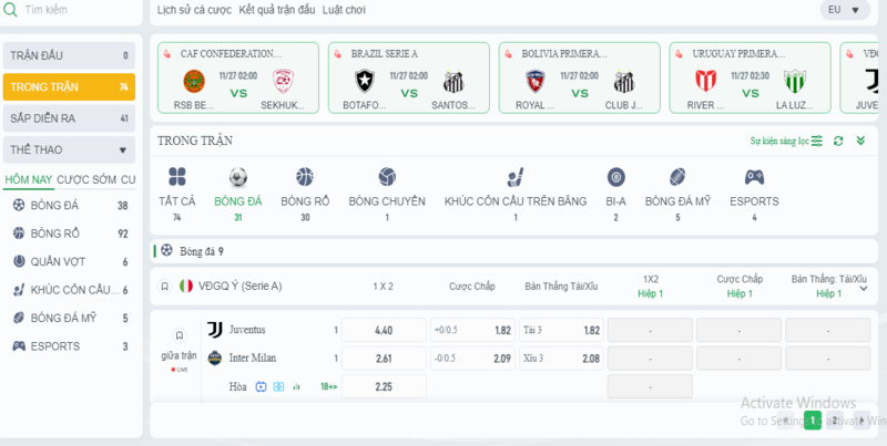 Cược kèo châu Á hấp dẫn